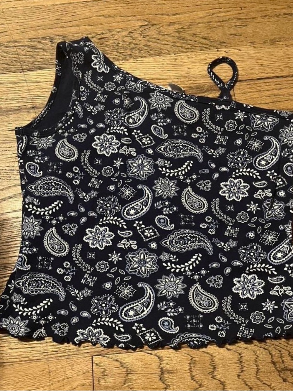 Kids  navy blue and white Paisley Scoop Neck Tank Top